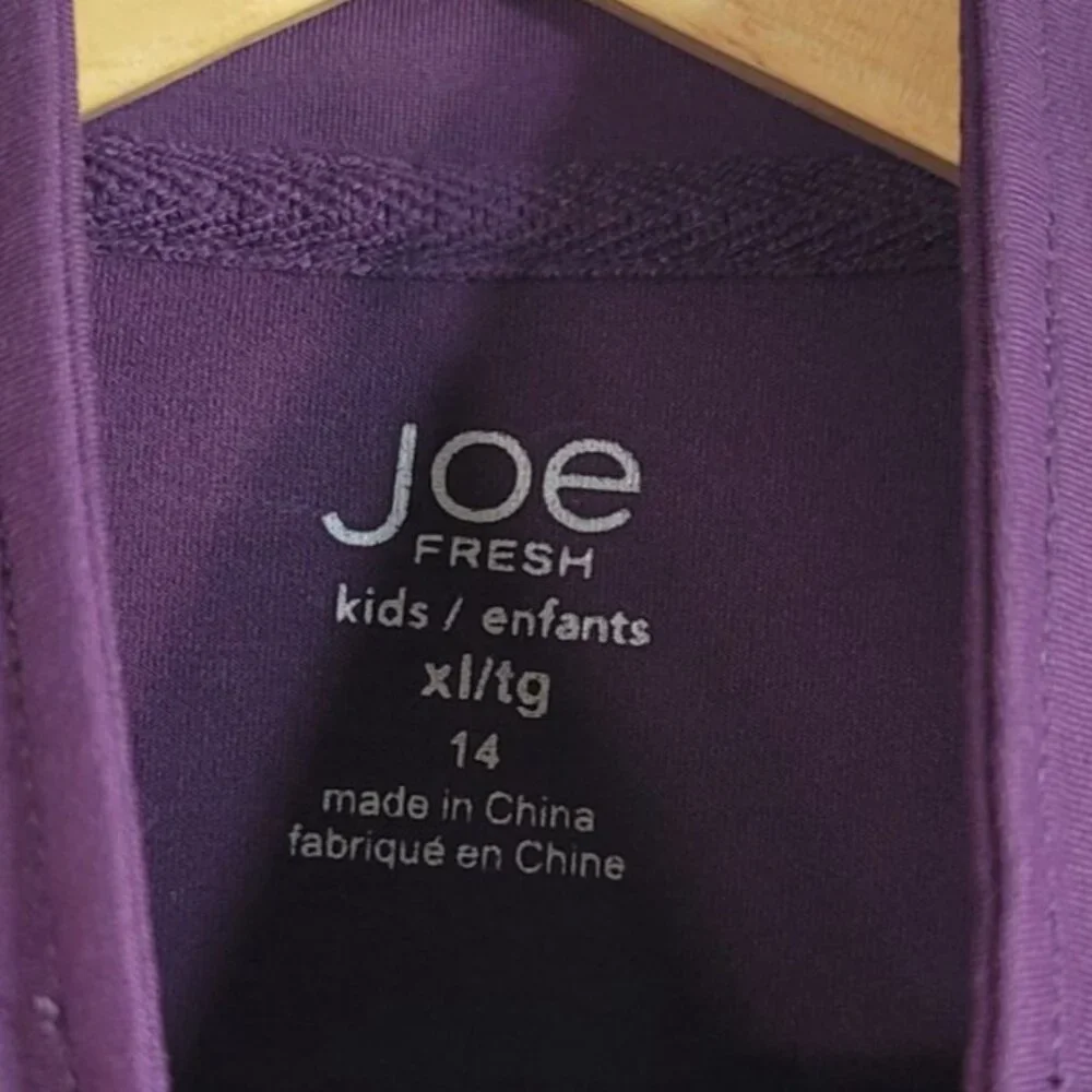 Joe Fresh Track Jacket Purple Size 14 XL Zip Pockets Long Sleeve Thumb Holes